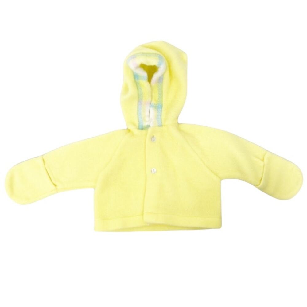 Vintage Yellow Fleece Baby Jacket Mittens